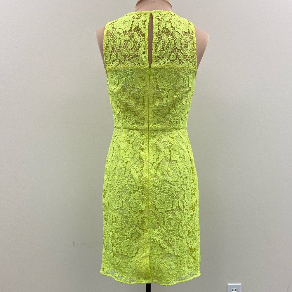 J Crew Collection Neon Green Lace Sleeveless Mini Sheath Dress - Picture 8 of 9